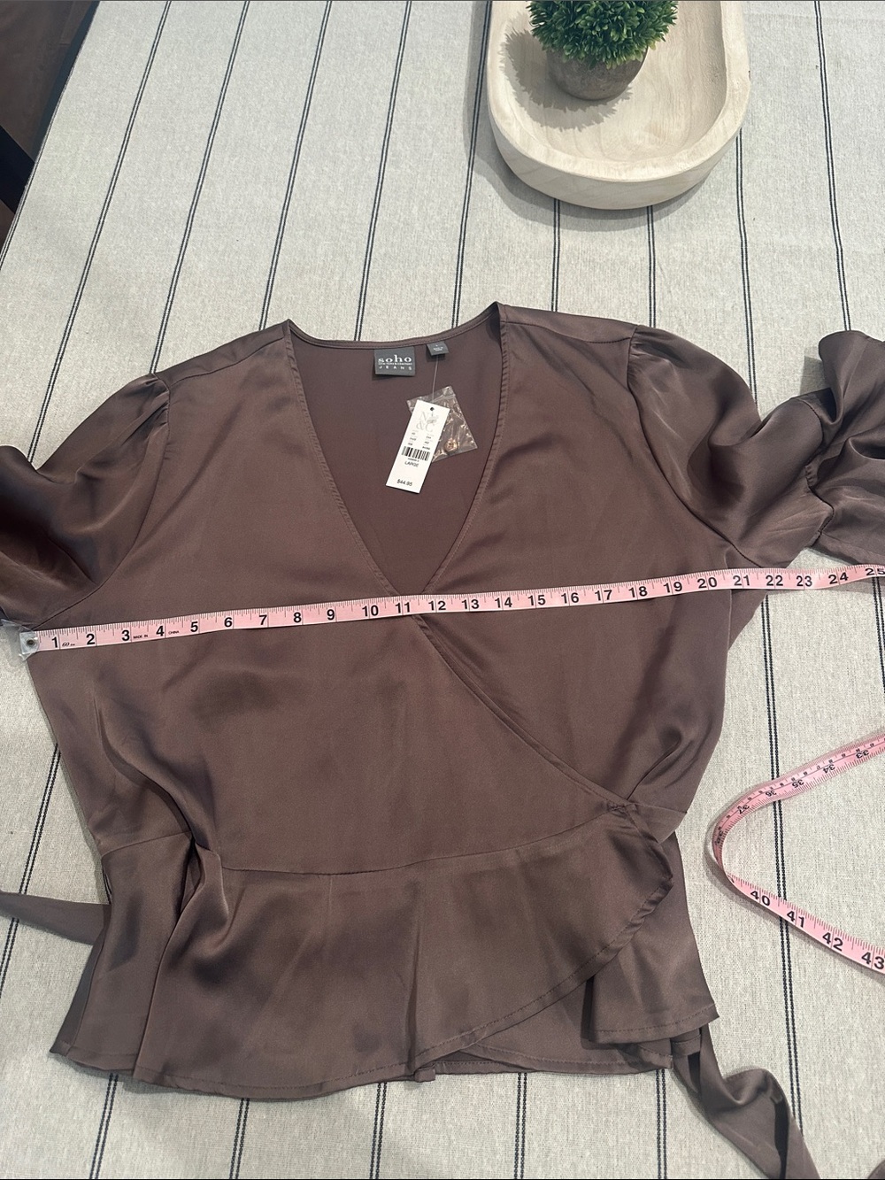Soho Brown Ruffle Wrap Blouse - Picture 13 of 14